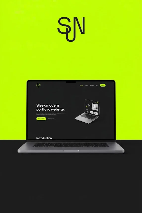 Kannettavan tietokoneen näytöllä näkyvä verkkosivupalvelut-aiheinen mockup